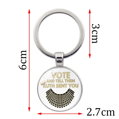 Portachiavi Commemorativo RBG Notorious Ruth Bader Ginsburg Citazione Ritratto Ciondolo Lega di Zinco Cupola di Vetro Portachiavi Gioielli Regalo