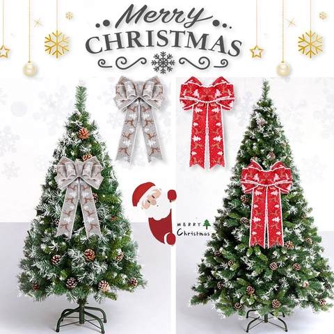 Grandi Fiocchi Decorativi in Nastro di Natale Con Renna Plaid Buffalo Rossi per Albero di Natale Casa Vacanze Ornamenti Appesi