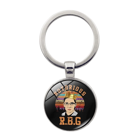 Portachiavi Commemorativo RBG Notorious Ruth Bader Ginsburg Citazione Ritratto Ciondolo Lega di Zinco Cupola di Vetro Portachiavi Gioielli Regalo