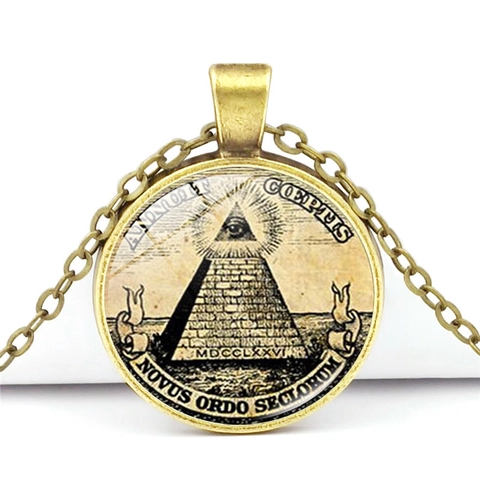 Collana Pendente Steampunk Vintage Lega Di Zinco Vetro Occhio Della Provvidenza Simbolo Piramide Retro Catena Uomini Donne