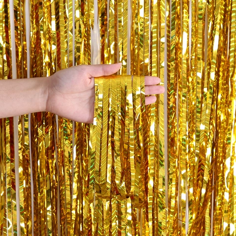 Cortina de Flecos de Onda de Papel Metálico Fondo de Oropel Para Decoración de Bodas Cumpleaños Fiestas Accesorios de Fotomatón