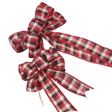 Lazos De Navidad De Cuadros Buffalo Rojo Negro Blanco Adorno De Tela Para Árbol De Navidad Guirnalda Decoración Fiesta