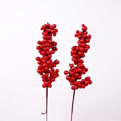 Tige de Baies Rouges Artificielles Décorations d'Arbre de Noël Pic de Baies Rouges pour Maison Fête Bricolage Couronne Guirlande Décor