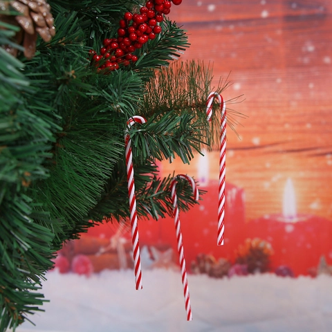 Weihnachten Zuckerstange Hängeornament Rot Weiß Spiralstreifen Kunststoff Festliche Christbaumschmuck Party Zubehör Geschenk