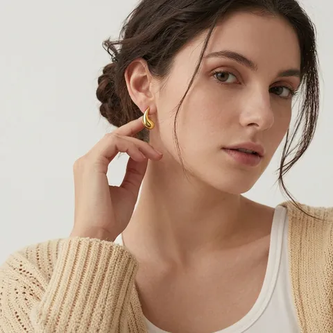 Teardrop Water Drop Oorknopjes Roestvrij Staal 18K Verguld Hoogglans Gepolijst Mode Sieraden Voor Dames