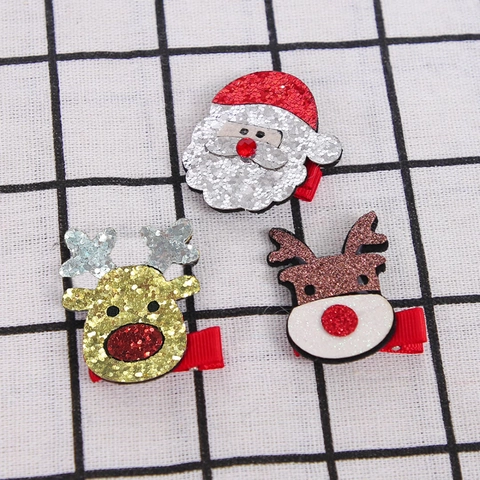 Festliche Weihnachts Haarspangen Pailletten Weihnachtsmann Rentier Hut Baum Cartoon Kinder Mädchen Party Haar Zubehör