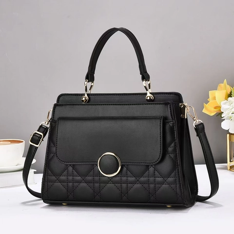 Dames Schoudertas Gewatteerd Rooster PU Leer Multi Layer Crossbody Tas Chic Elegant Trendy Ronde Gesp Klep