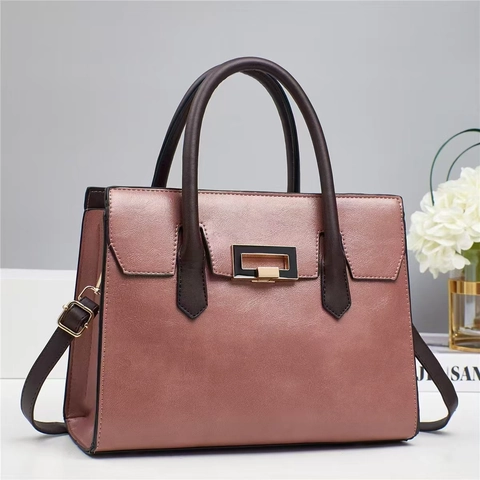 Vintage Large Capacity PU Leather Handbag For Women Elegant Commuter Tote Bag With Detachable Shoulder Strap Work Office Bag