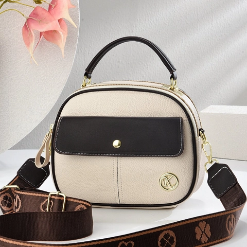 Bolso Cuadrado Pequeño para Mujer Color de Contraste Cuero PU Patrón de Lichi Bolso de Hombro Con Correa Ancha Jacquard