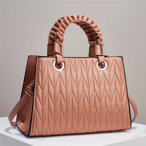 Borsa A Mano Trapuntata Pieghe Donna Pelle PU Borsa A Spalla Con Manico Intrecciato Elegante Moda Borsa A Tracolla