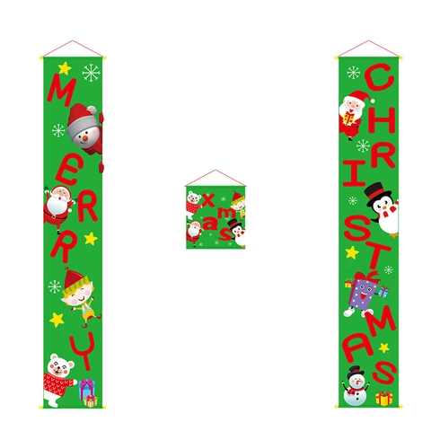 Insegna per Portico di Natale Banner Sospeso in Poliestere Merry Christmas Welcome Decorazione Porta di Casa Esterno Vacanze