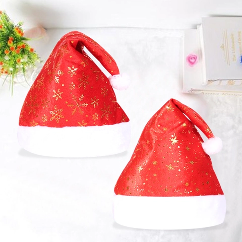 Klassieke Fluwelen Kerstmuts Met Goudstempel Sneeuwvlok Bel Ster Patronen Feestelijke Party Kostuum Decoratie Muts