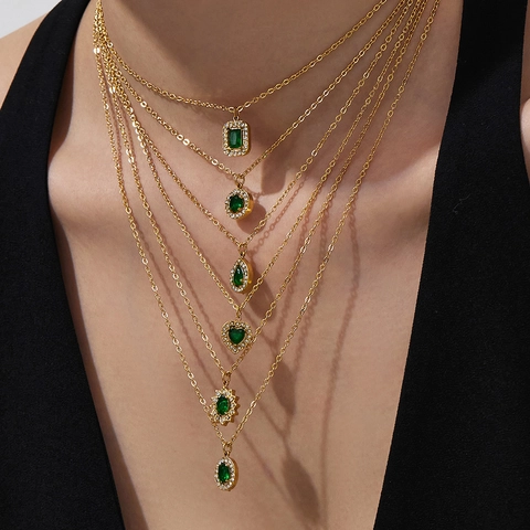 Vintage Stainless Steel Jewelry Necklace And Earrings 18K Gold Plated Water Drop Heart Zircon For Women Luxury Accessory