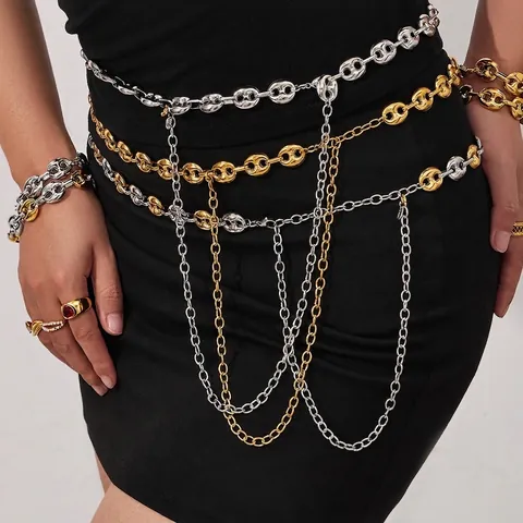 Roestvrijstalen Sieradenset Ketting Armband Tailleketting Koffieboon Schakels Waterdicht Voor Dames