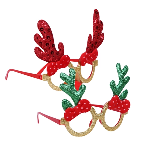 Montatura Per Occhiali Da Festa Di Natale Con Corna Di Renna Glitter Paillettes Decorazioni Festive Puntelli Per Costumi