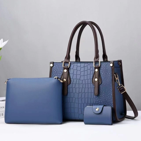 Damen Krokodil Prägung PU Leder Handtasche Messenger Bag Kartenhalter Mehrkomponenten Mode Damen Schulter Tote Bag Gold Hardware