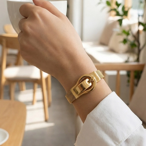 Luxus Edelstahl Mesh Armband Mit Magnet Gürtelschnalle Milanese Kette Armband Für Damen Mode Schmuck Gold Silber