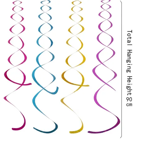 Christmas Hanging Swirl Decorations Laser PET Double Spiral Swirls For Mall Bar Holiday Party DIY Ceiling Ornaments