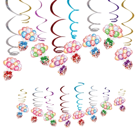 Kinder Cartoon Tier Party Spiralen Dekoration Bunte Hängende Spiral Streamer Mit Ballon Karten Für Geburtstagsfeier