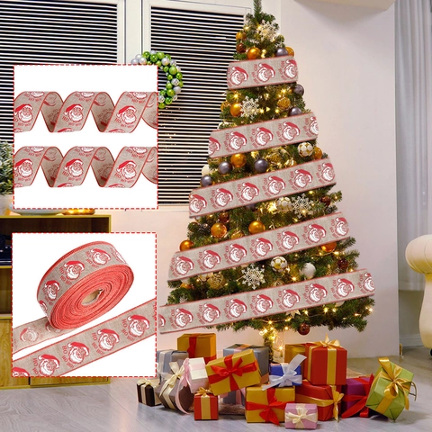 Nastro di Natale Babbo Natale HO HO HO Nastro in Iuta Con Bordo Metallico Per Fiocchi DIY Decorazione Albero Regalo