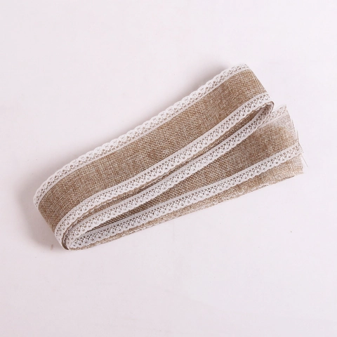 Rustic Christmas Lace Border Ribbon DIY Handmade Faux Linen Webbing For Holiday Party Wedding Gift Wrapping Home Decor