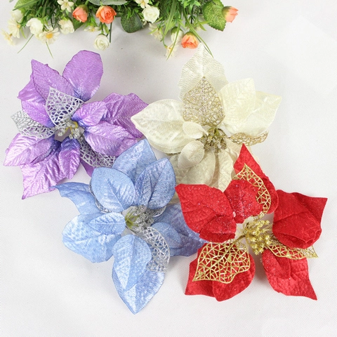 Glitzer Künstliche Weihnachtsstern Blumen Für Weihnachtsbaum Schmuck Hochzeit Party Festliche Haus Dekoration