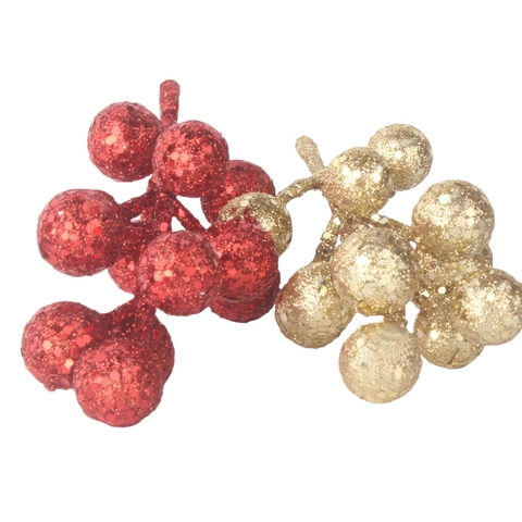Steli Di Bacche Di Natale Artificiali Plettri Di Frutta In Schiuma Luccicante Per Albero Di Natale Ghirlanda DIY Festa
