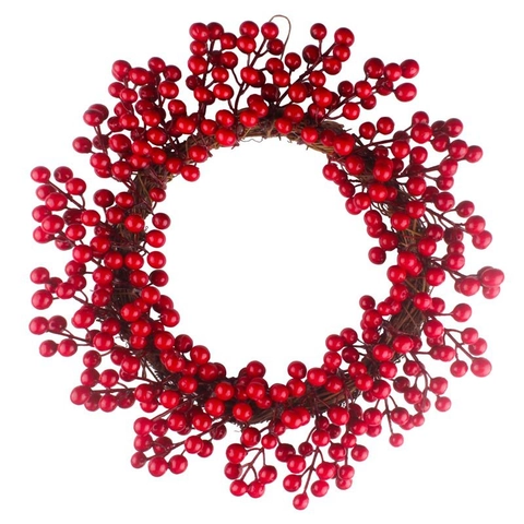 Artificial Christmas Red Berry Wreath For Front Door Winter Foam Berry Vine Wreath For Holiday Home Wall Hanging Decor