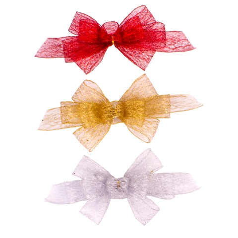 Large Glitter Mesh Bows For Christmas Tree Wedding Party Decoration Red Gold Silver Festive Bowknot Ornament