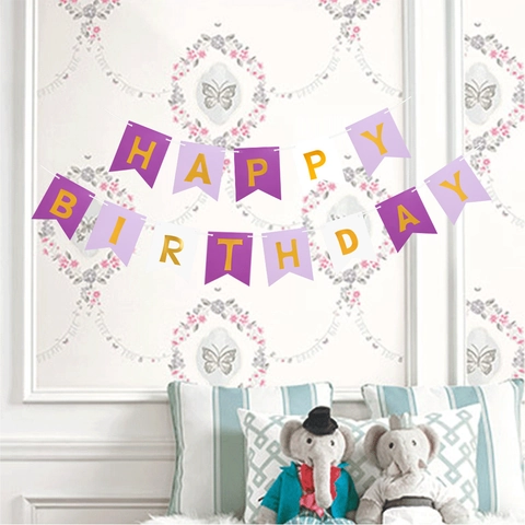 Χάρτινο Banner Happy Birthday Χρυσοτυπία Γιρλάντα Χελιδονοουρά Για Διακόσμηση Πάρτι Γενεθλίων Για Παιδιά Ενήλικες