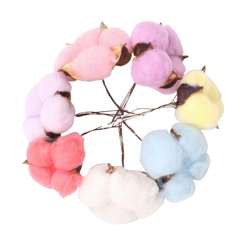 Bouquet di Fiori di Cotone Essiccati Colorati Pastorale Con Steli in Filo di Ferro Fiori di Kapok Naturali Arredo Casa Natale