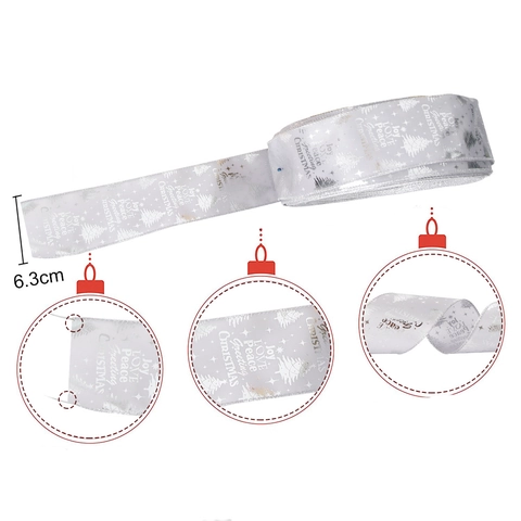 Cinta Decorativa para Árbol de Navidad Letras Festivas Joy Love Peace Estampada de Poliéster Para Regalo Decoración Fiesta
