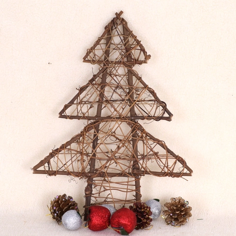Handgefertigte Rattan Weihnachtsbaum Stern Dekoration Rustikaler Getrockneter Ast Hängendes Ornament Naturholz Festliche Hauswand Deko