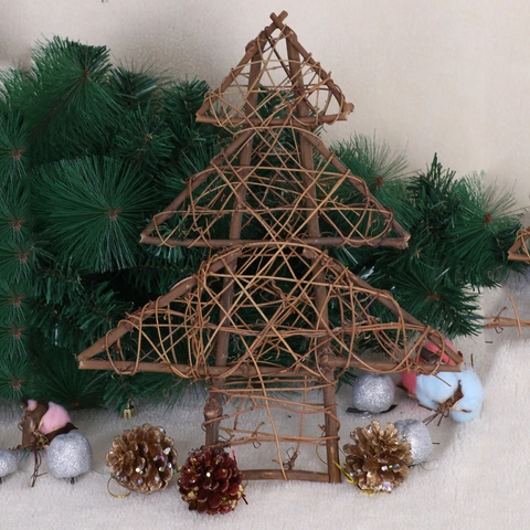 Adornos Colgantes De Estrella Y Árbol De Navidad De Vid Tejida Natural Decoraciones Rústicas Para Fiestas De Vacaciones Navideñas