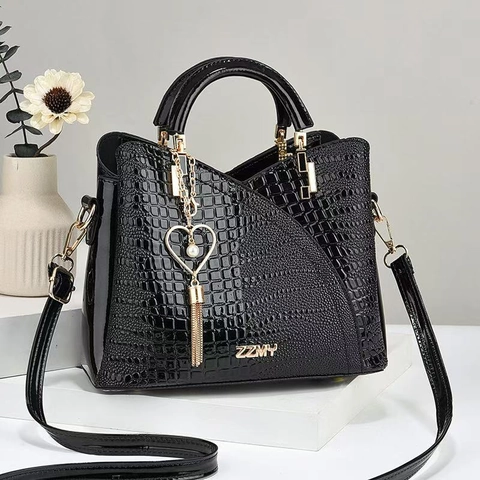 Borsa Mano Pelle PU Coccodrillo Multistrato Borsa Tracolla Nappa Künstliche Perle Cuore Elegante Alla Moda Per Donna