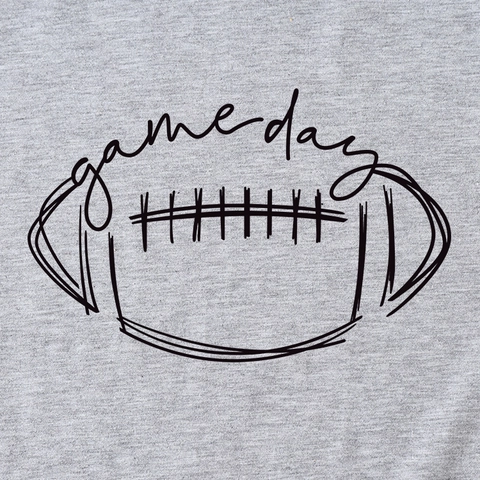 T-Shirt Femme Game Day Graphique Rugby Mélange Coton Col Rond Manches Courtes Décontracté Haut Noué Devant Mode