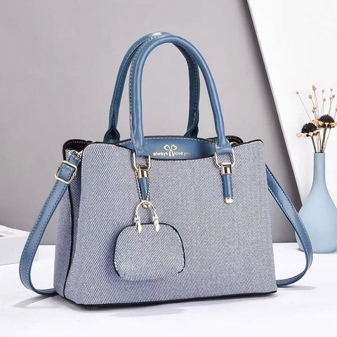 Borsa A Mano Da Donna Tela PU Patchwork Grande Capacità Borsa A Tracolla Con Portamonete Pendente Elegante Minimalista Diario