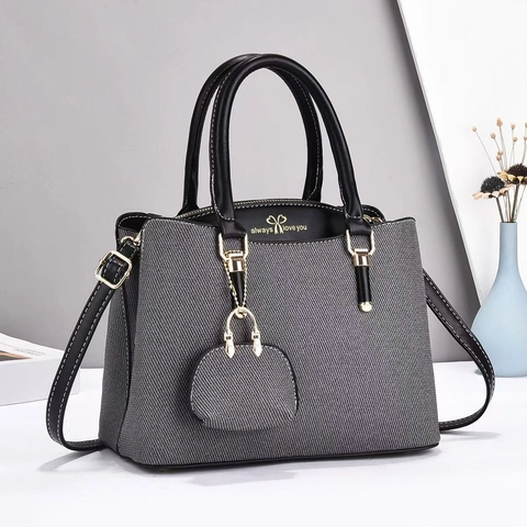 Borsa A Mano Da Donna Tela PU Patchwork Grande Capacità Borsa A Tracolla Con Portamonete Pendente Elegante Minimalista Diario