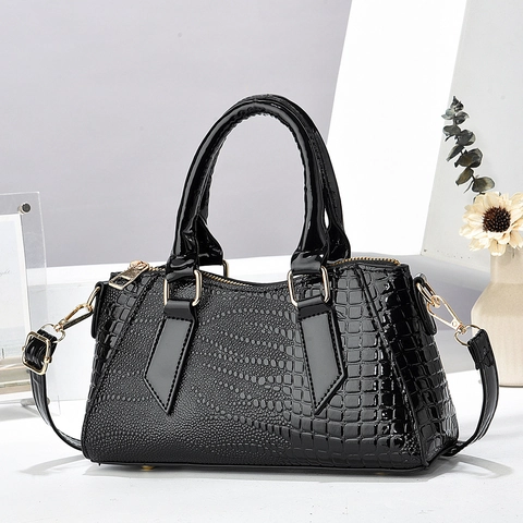 Bolso de Almohada de Cuero PU con Patrón de Cocodrilo para Mujer Elegante Bolso de Mano Correa de Hombro Ajustable para Diario