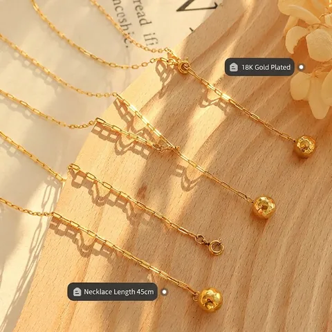 Collana A Y Minimalista Da Donna In Acciaio Al Titanio Placcato Oro 18K Ciondolo A Sfera Martellata Gioielli Geometrici