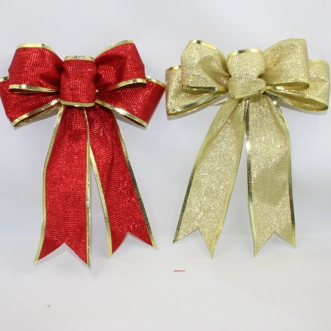 Large Christmas Glitter Bows Sparkling Metallic Edge Ribbon Ornament For Xmas Tree Party Wedding Decoration