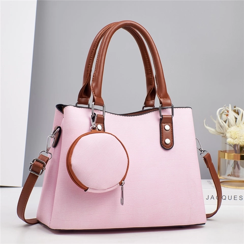 Sac À Main Femme Sac Bandoulière Avec Pendentif Porte Monnaie Rond Cuir PU Élégant Mode Multi Couches Tote