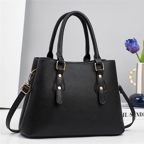 Sac À Main Pour Femmes En Cuir PU À Motif Lychee Grande Capacité Bandoulière Amovible Style Urbain Chic Sac Bandoulière
