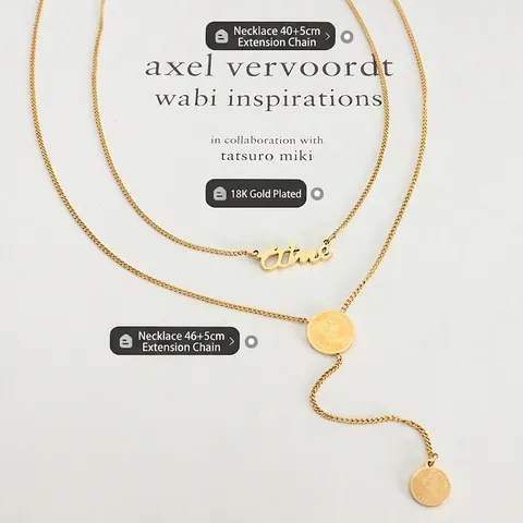 Collar De Doble Capa De Acero De Titanio Chapado En Oro De 18K Con Letra Y Colgante De Moneda Retrato Cadena En Y