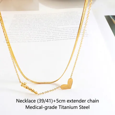 Collana A Doppio Strato In Acciaio Inossidabile Con Lettera Love E Ciondolo A Cuore Gioielli Di Moda Per Donna
