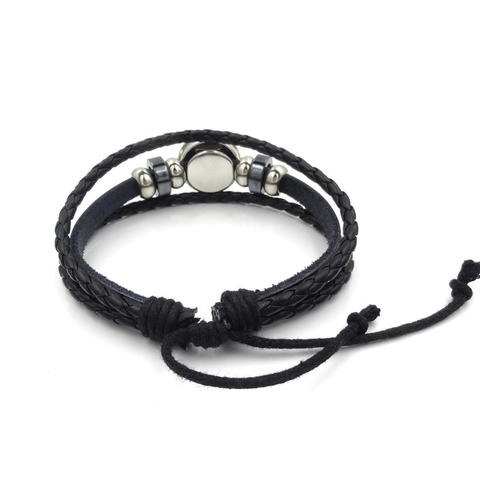 Vintage Mexicaanse Suiker Schedel Meerlaags Gevlochten Leren Armband Boheemse Legering Glas Cabochon Armband Vrouwen Sieraden