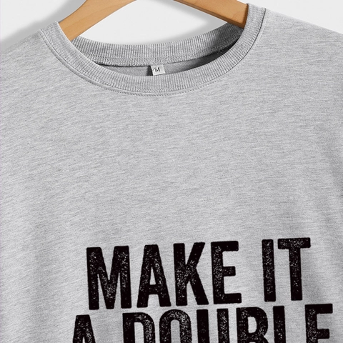 Felpa Donna Girocollo Misto Cotone Maniche Lunghe Make It A Double Twinmom Stampa Lettere Pullover Casual Allentato