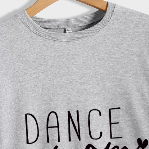 Dance Mom Sweatshirt Women Crewneck Long Sleeve Cotton Polyester Graphic Print Pullover Loose Casual Graphic Heart