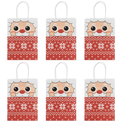 Weihnachten Kraftpapier Geschenktüten Cartoon Weihnachtsmann Schneemann Rentier Pinguin Muster Feiertag Partybevorzugung Taschen Mit Seilgriffen
