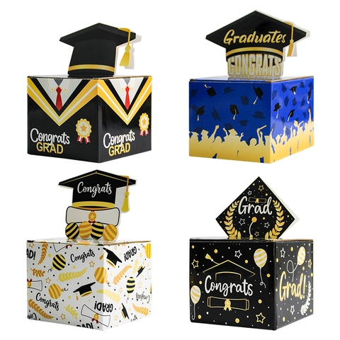 Graduation Surprise Money Box With Pull Out Clear Bags For Cash Cardboard Gift Box For Party Graduation Ceremony Decor